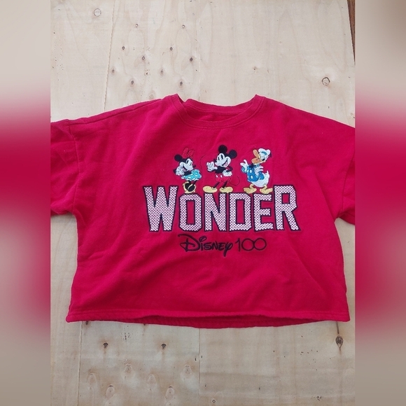Disney Tops - Cropped Disney SWEATSHIRT "Wonder" 100 Years Mickey Junior Sz 15-17. (A)
